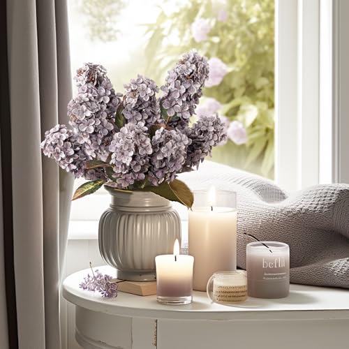 Ttranewsoo Fake Flowers Hydrangea Silk Flowers with Stems, Fake Grayish Hydrangea Artificial Flowers Winter Flowers Artificial for Decoration Vase Decor 24"（Grayish Purple ） 8PCS Wthout Vase - color: Grayish Purple
