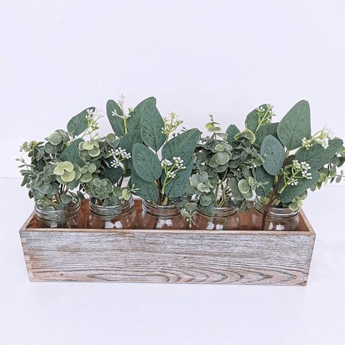 12PCS Mixed Artificial Eucalyptus Leaves Stems Bulk Faux Greenery Spray with White Seeds for Wedding Bouquet Garland Floral Arrangement Decoration (12, Green)