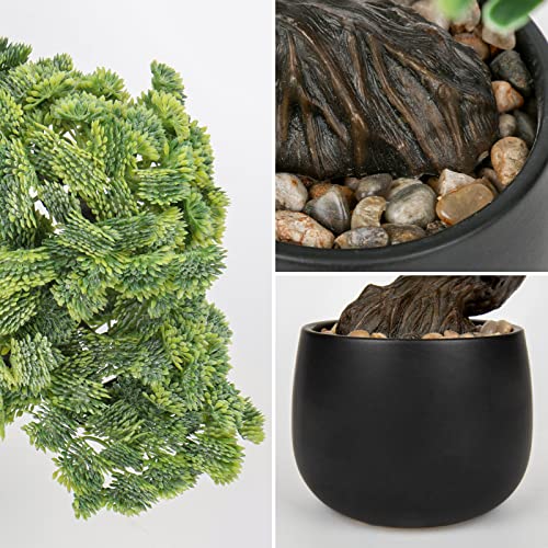 Artificial Bonsai Tree Juniper Faux Plants Indoor Fake Plants Decor with Black Ceramic Pots for Home Table Office Desk Bathroom Shelf Bedroom Living Room Farmhouse Decorations - style: Jade