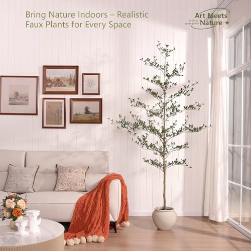 Verinatural Artificial Black Olive Tree 7ft - Shady Lady UV Resistant Faux Olive Trees Indoor Outdoor Decor - Modern Aesthetic Tall Fake Plants with Pot for Home Office Living Room Patio Floor, VN140 - size: 7ft