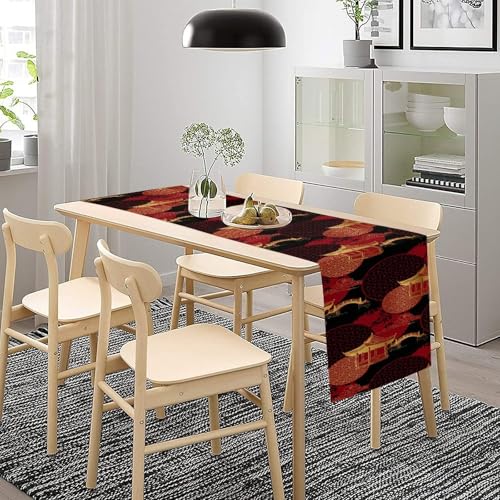 Japanese Table Runner, Red Asian Bamboo Pavilion Bridge Oriental Decor Table Runner for Dining Table Holiday Party Decorations 13x36in - color: Bamboo-4, size: 13x36in
