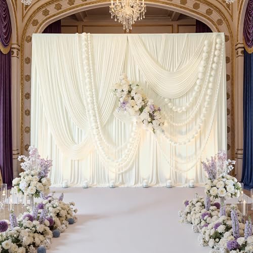 10ft x 8ft Ivory Backdrop Curtain for Parties, Polyester Photo Backdrop Drapes for Wedding Birthday Baby Shower Party Photography Background Home Decor - color: Ivory, size: 10ftx8ft