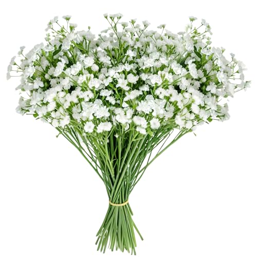 28CM Artificial Babys Breath Flowers,36pcs Babys Breath Artificial Flowers Bulk White for Wedding Bouquets,Party Decorations Realistic Fake White Flowers for Bridal & Event Decor