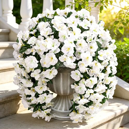 Ivydale Hibiscus Artificial Fake Hanging Flowers Plants for Outdoor Spring Decoration, 2PCS UV Resistant Faux Hibiscus Silk Flowers Realistic Look Real for Planters Outside Porch Patio Yard, White - color: A-white, size: 2pcs