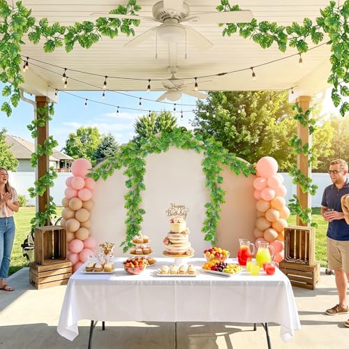 8Pcs Artificial Tropical Leaves Garland for Jungle Party, 5.9FT Fake Monstera Leaves Vines Hanging Plant Ivy Faux Palm Leaf Greenery Garland for Garden Porch Patio Beach Birthday Indoor Outdoor - color: Monstera-8pcs