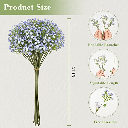 Yastouay Babys Breath Artificial Flowers, 12Pcs Fake Babys Breath Flowers Artificial Bulk, Real Touch Faux Babies Breath Gypsophila Bouquet for Wedding Centerpiece Floral Arrangement Party Decor - color: Blue, size: 12 Pcs
