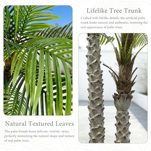 Fake Palm Tree 8FT for Outdoor Indoor Decor,2 Trunks UV Resistant Faux Silk Plants Perfect for Outside Patio Poolside Yard Home Office Living Room Decor - color: 8ft-2pole