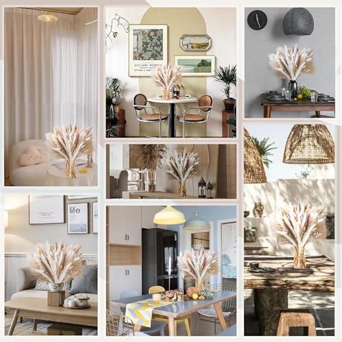 Natural Pampas Grass 8kind Grass Mix Bouquet | Dried Pampas Bouquet for Wedding Boho Flowers Home Table Desk Decor, Rustic Farmhouse Decor (93PCS) - size: 93PCS