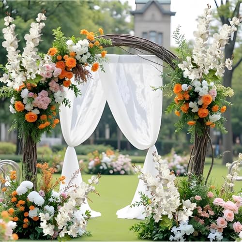 6PCS White Delphinium Artificial Flowers Espigas para Jarrones Fake White Flowers Tall Flowers for Floor Vase Flowers for Tall Vase Floral Arrangements Home Table Wedding Decor - color: White