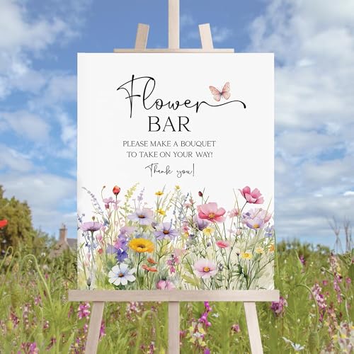 Wildflower Flower Bar Sign, Bouquet Bar Welcome Sign, Flower Bar Sign, Mimosa Bar Bridal Shower, Wedding Reception Décor - color: Flower #17