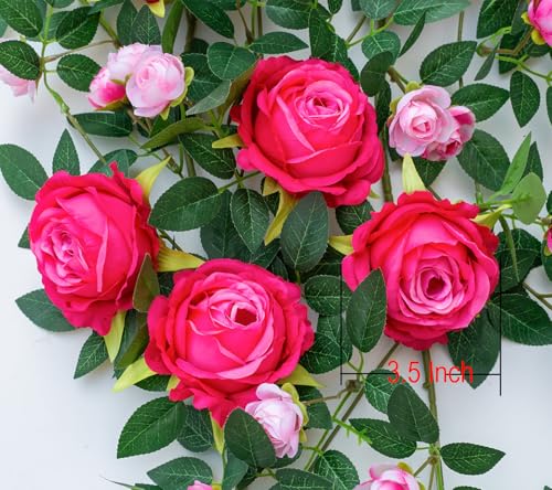 6FT Bendable Flower Garland, Artificial Rose Vine Hanging Floral Garland Decoration for Weding Home Room Wall Decor (Fuchsia, 1pcs) - color: Fushia, size: 1pcs
