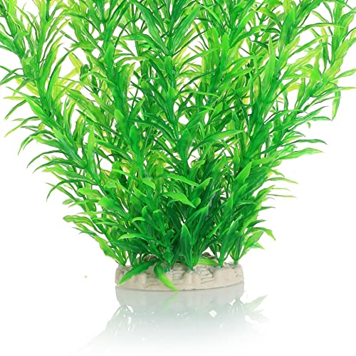 JIHAQUA Aquarium Decor Plastic Plants Extra Large 21 Inches Artificial Fish Tank Plants Tall Fish Tank Decorations (Green 2pcs) - color: Green 2pcs