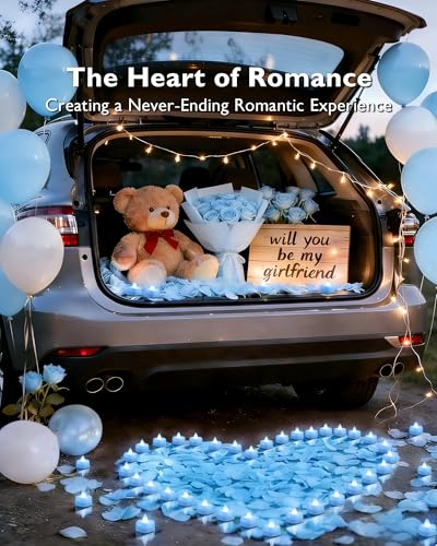Amagic 1000 Pieces Light Blue Artificial Rose Petals with 12 Light Blue LED Tea Lights, Rose Petals and Candles Set for Proposal, Anniversary, Romantic Night, Wedding Decor - color: 12 Pcs Light Blue Candles + 1000 Pcs Light Blue Petals