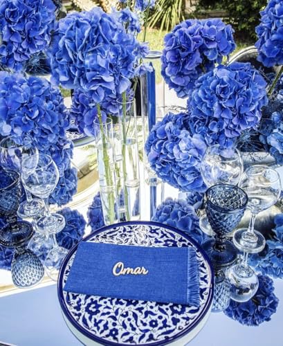 Coferset Blue Hydrangea Artificial Flowers, 20 inch Lifelike Real Touch Faux Hydrangea Flower for Home Wedding Office Party Living Room Decoration (Royal Blue) - color: Royal Blue