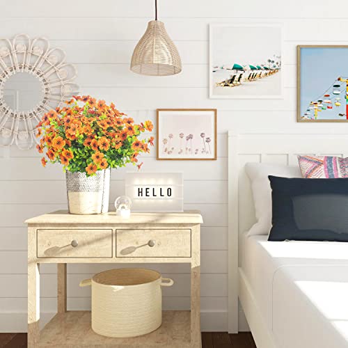 Grunyia 10 Bundles Artificial Flowers Outdoor UV Resistant Fake Flowers No Fade Faux Plants Garden Porch Window Box Decorating (Orange) - color: Orange