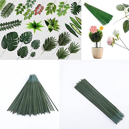 100 pcs Plastic Floral Stem 7.87 inch/20cm, Artificial Flower Rod Flower Stem Wire Making Accessories, DIY Crafts Bouquet Stem Flower Arrangements Decor Supplies (Green - 20 cm)