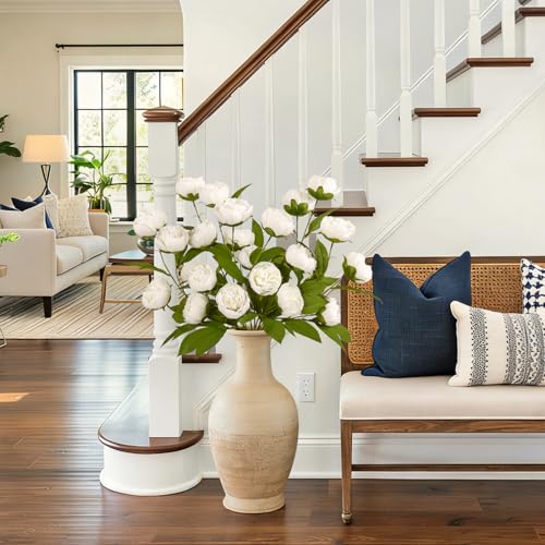 3Pcs Faux Peonies Artificial Flowers 27" White Peonies Faux Flowers for Vase Artificial Peony Flower Arrangement for Vase Filler DIY Bouquets Centerpieces Wedding Party Bridal Shower Decor - size: 3PCS