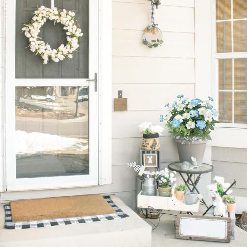 2 Pcs Artificial Flowers for Outdoors Fake Plants Outside Spring Summer Decoration Realistic Silk Morning Glory UV Resistant Faux Flowers for Planter Patio Yard Garden Front Porch Blue White - color: Blue, White
