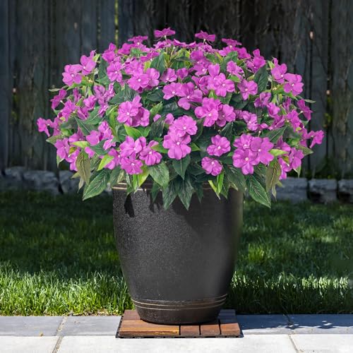 Uqueeten15.7” Fake Flowers Artificial Flowers for Outdoor,Silk Artificial Impatiens Bouquet Flowers for Outdoors，Spring Flowers Flores Artificiales para Decoracion Indoor Decor 8PCS (Purple) - color: Purple-8