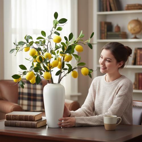 5pcs Artificial Lemon Large Fruit.31 Inch Lifelike artificial plants indoor.lemon tree artificial.artificial fruits for decoration.outdoor artificial plants.Used For Homes.Offices. Festivals.Flowers - size: 31inch