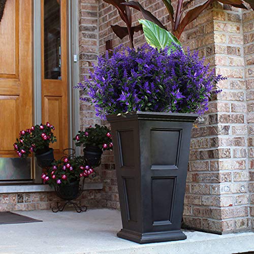 RECUTMS Artificial Greenery Lavender Fake Shrubs Flowers 8 Bundles UV Resistant Hanging Planter Flora Fence Indoor Outside Decor Wedding Table Flowers Arrangement Bouquet Filler (Purple) - color: Purple, size: 8 Bundles
