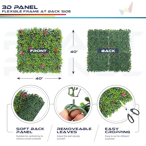 Windscreen4less 1 PC 40"x40" Artificial Boxwood Panels Faux Plant Grass Green Wall Panel Decoration for Outdoor Indoor Garden Backyard (Style 1) - color: 3d Panel Style 1, size: 40"x40"