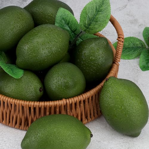 Gresorth 8pcs High Grade Fake Green Lemon Decoration Artificial Realistic Fruit Simulation for Home Party Holiday Christmas Display - color: C