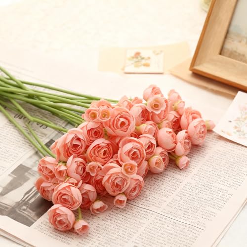 24 Stems Artificial Ranunculus Flowers - 96 Bloom Faux Silk Ranunculus Bouquet for Wedding Decorations, Home Décor, Holiday Arrangements & Large Event Centerpieces (Pastel Pink) - color: Pastel Pink