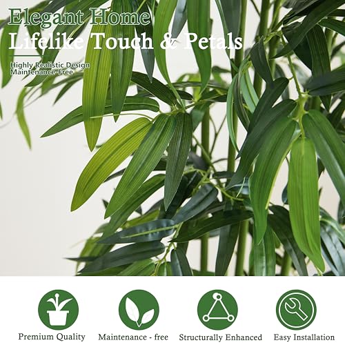 Artificial Bamboo Tree: 6FT Fake Bamboo Plant Faux Tall Nandina Tree with Dense Green Leaves in Woven Planter for Indoor Home Decor Office Living Room Corner Decoration Zen Oriental Minimalism
