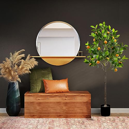 Gresorth 4.59 Feet Fake Orange Tree Artificial Green Plant Decoration | Realistic Fruit, with Plastic Pot, Lifelike Leaves, Home House, Table Office, Garden Indoor Outdoor - color: 4.59 Ft Orange Tree