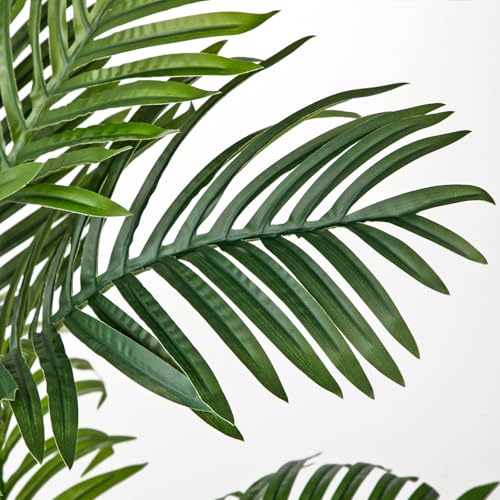 Hollyone Fake Palm Tree Decor 4FT with Planter Artificial Palm Tree Faux Tropical Areca Floor Plant in Pot with 3 Textured Trunks Silk Plant for Home Garden Outdoor Indoor Office Decor - color: 4ft