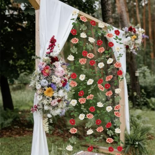 CITYES 5 Pcs Flower Garland for Backdrop Artificial Hanging Wildflower Garland Floral Vines 29.5 ft Faux Silk Flowers Vines Decorations for Home Garden Spring Summer Wedding Party Arch Wall Fall Decor - color: 5 Pcs-29.5 Ft