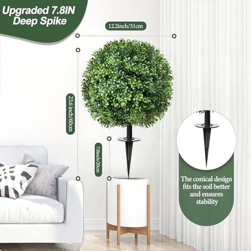 Artificial Topiary Bushes for Outdoors with Spike, Boxwood Ball Fake Shrubs UV Resistant Faux Plants for Indoor Outdoor Fall Thanksgiving Halloween Decor (Artificial Topiary Boxwood Ball Tree) - color: Artificial Topiary Boxwood Ball Tree