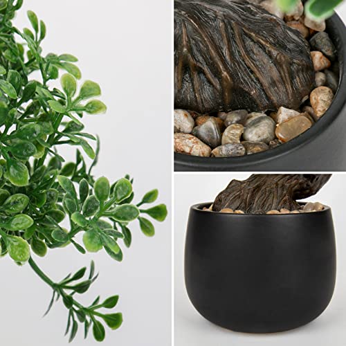 Artificial Bonsai Tree Juniper Faux Plants Indoor Fake Plants Decor with Ceramic Pots for Home Table Office Desk Bathroom Shelf Bedroom Living Room Farmhouse Decorations - style: Ficus