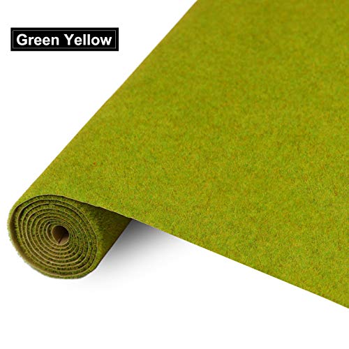CP103 Artificial Model Grass Mat Trains Green Yellow 40x100cm or 15.7''x 39'' for Decoration Craft Scenery Model DIY - color: Green Yellow
