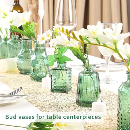 Glass Bud Vases in Bulk Set of 30 Pcs,Small Glass Vases for Flowers as Wedding Centerpieces for Tables,Clear Flower Vases Suitble for Wedding Decorations,Home Decor (Dark Green, 30 pcs) - color: Dark Green, size: 30 pcs