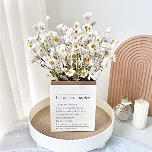 Dried Daisy Flowers Bouquet, 200+ Real Dry White Flowers with Stems, 17'' Gerber Daisies Arrangements for Wedding, Farmhouse Vase Decorations, DIY Home Party Wildflower Decor