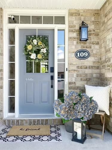 ZYTUYO 5 Pcs Dusty Blue Silk Hydrangeas Artificial Flower Boho Dried Touch 20'' Faux Hydrangeas for Indoor Home Decor Kitchen Living Room Outdoor Porch Wedding Flower Arrangement - color: Dusty Blue