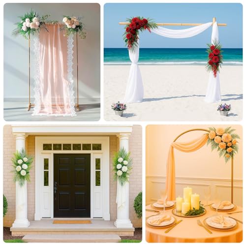Efavormart Wedding Arch Floral Swag, Artificial Blush Rose and Chrysanthemum Arrangement with Mixed Greenery for Backdrop and Reception Decor - color: Blush Arch02