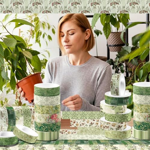 12 Rolls William Morris Floral Washi Tape Set, Retro Garden Damask Butterfly Patchwork Stripe Pattern Decorative Masking Tapes for DIY Art Craft,Scrapbook,Journaling,Planner,Gift Wrapping,Card Making