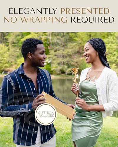 Forever Rose 24K Gold Dipped Real Rose – Handmade, Long-Lasting Preserved Flower in Gold Gift Box – Romantic Gift for Anniversary, Valentine's Day, Mother's Day, Birthday, Wedding, Wife, Girlfriend - color: Gold Box
