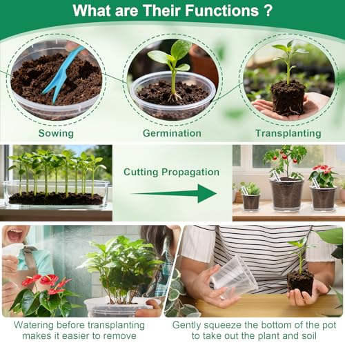 Jollidecor 45Pcs Clear Plastic Nursery Pots with Drainage Holes and Saucers, 3/4/5/6/7Inch Seedling Starter Flower Pots with Tool for Indoor Outdoor Gardening Flower, Herb, Succulent Transplanting - size: 3/4/5/6/7 Inch