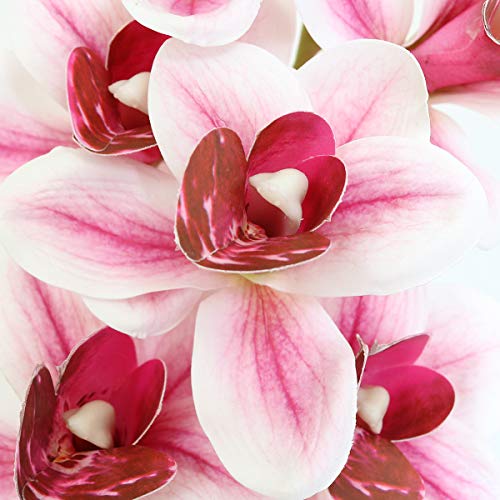 Jasming Artificial Flowers Real Touch Cymbidium Orchid Fake Plants Branches for Garden Home Decoration (Pink) - color: Pink
