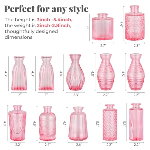 BEAHOT Bud Vase in Bulk - Flower Vases for Wedding Decorations, Glass Vase for Table Decorations, Small Vase for Home, Mother's Day, Centerpieces, Party, Office (32pack,Pink) - color: Pink
