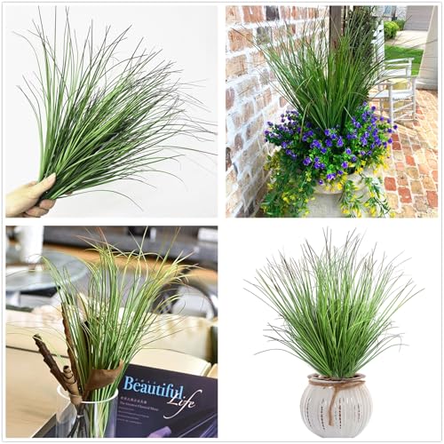 Fake Wheat Grass Plants Artificial Onion Greenery Faux Shrubs Plastic Plant Flowers Stems for Indoor Room Home Office Outdoor Decor Garden Porch Gardening Wedding Bundles DIY Decoration - 8 Pack - color: Grass - Red Pointed 8 Pack