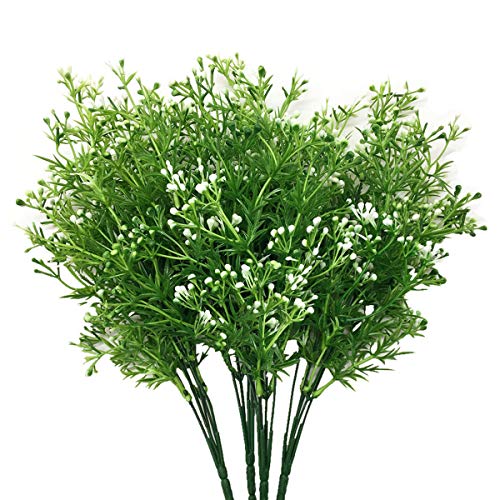 CATTREE Artificial Plants, Faux Plastic Pearl Flowers Shrubs Fake Grass Leaves Simulation Greenery Bushes Indoor Outside Home Garden Office Yard Verandah Wedding Decor - 4 Bundles - color: Pearl Grass-4pcs