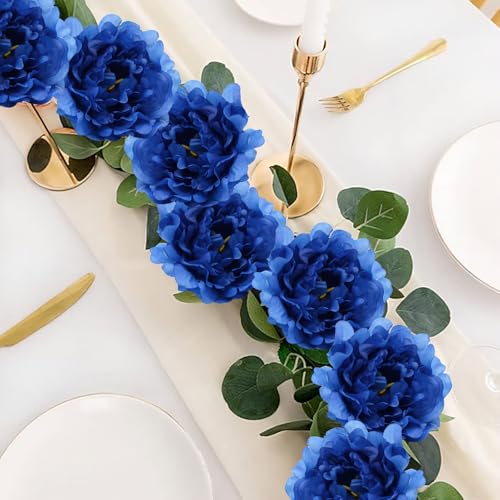 20 Pcs Artificial Flower Peonies, 5" Silk Fake Peonies with 6" Stems No Leaf, Faux Peonies Flowers for Decoration Wedding Home Party Centerpiece Decor Floral Art (Blue) - color: Blue