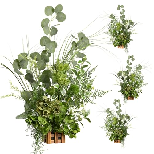 Ling's moment 17.5" Tall Free-Standing Artificial Flowers Arrangements 4 pcs Wedding Aisle Runner Chair Decorations White & Green Centerpieces for Ceremony Reception Rose Floral Party Outdoor - color: Gr-variety Greenery