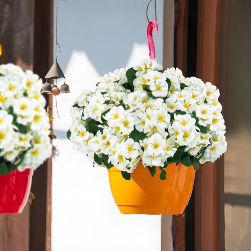 Hananona 12 Pcs Artificial Geranium Flowers for Outdoors Geranium Silk Flowers Outdoor UV Resistant Garden Plants Faux Flowers for Home Kitchen Table Centerpieces Decor (12, Snow White) - color: Snow White