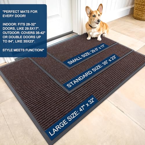 OLANLY Front Door Mat Indoor Outdoor Entrance, Waterproof Heavy Duty Doormat, Fade Resistant, Low Profile, Easy Clean Patio Porch Welcome Floor Mats for Entry, 29.5x17, Tan - color: Tan, size: 29.5" X 17"